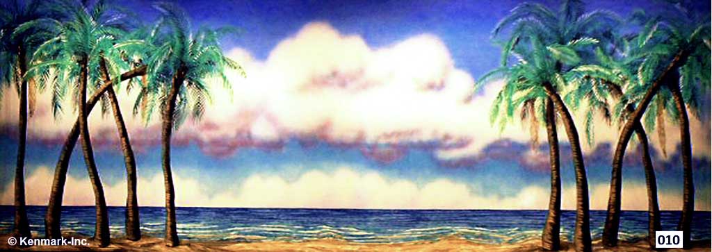 1512 Beach Scene with Palm Trees